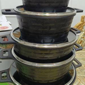 17 Pcs MBH Granite Pot With Kitchen Apron, Pot carrier, And 7Pcs Nonstick Kitchen Tools