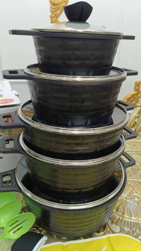 17 Pcs MBH Granite Pot With Kitchen Apron, Pot carrier, And 7Pcs Nonstick Kitchen Tools