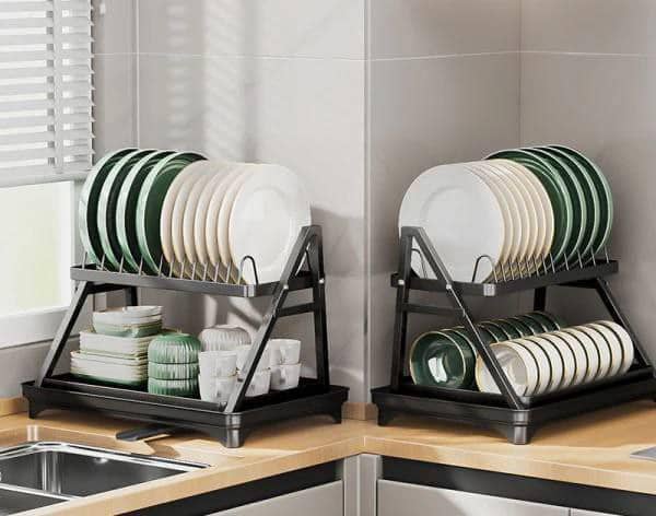 Foldable Design, Space-Saving Kitchen Countertop Organizer for Plates